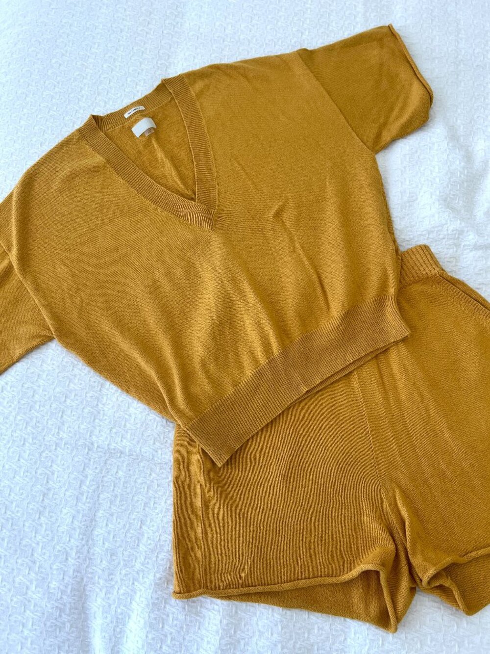 MOTHER - 2 Piece Knit Short Set - Amber Yellow - Size XS